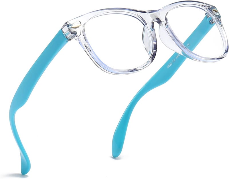 FANNYGO Store 1 Pack kids Blue Light Blocking Glasses For Girls And Boys Computer Blue Light Blocking Glasses For Age 3-11 (Light blue) - Image 2